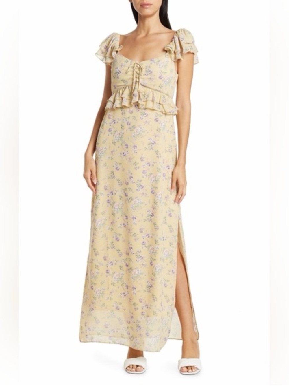 NWT Lush Yellow Floral Midi Dress